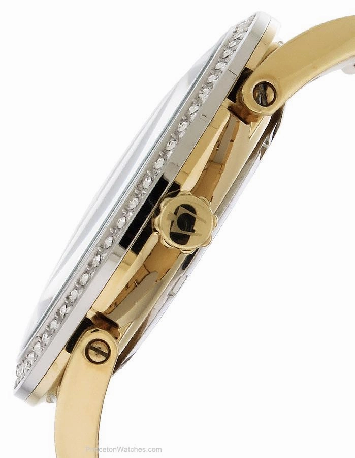 Bulova Mens Crystal Accented Watch - Two-Tone - Black Dial - Date Display
