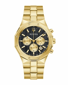 Bulova Prestige Classic Black Dial Gold Stainless Steel Watch 97B232