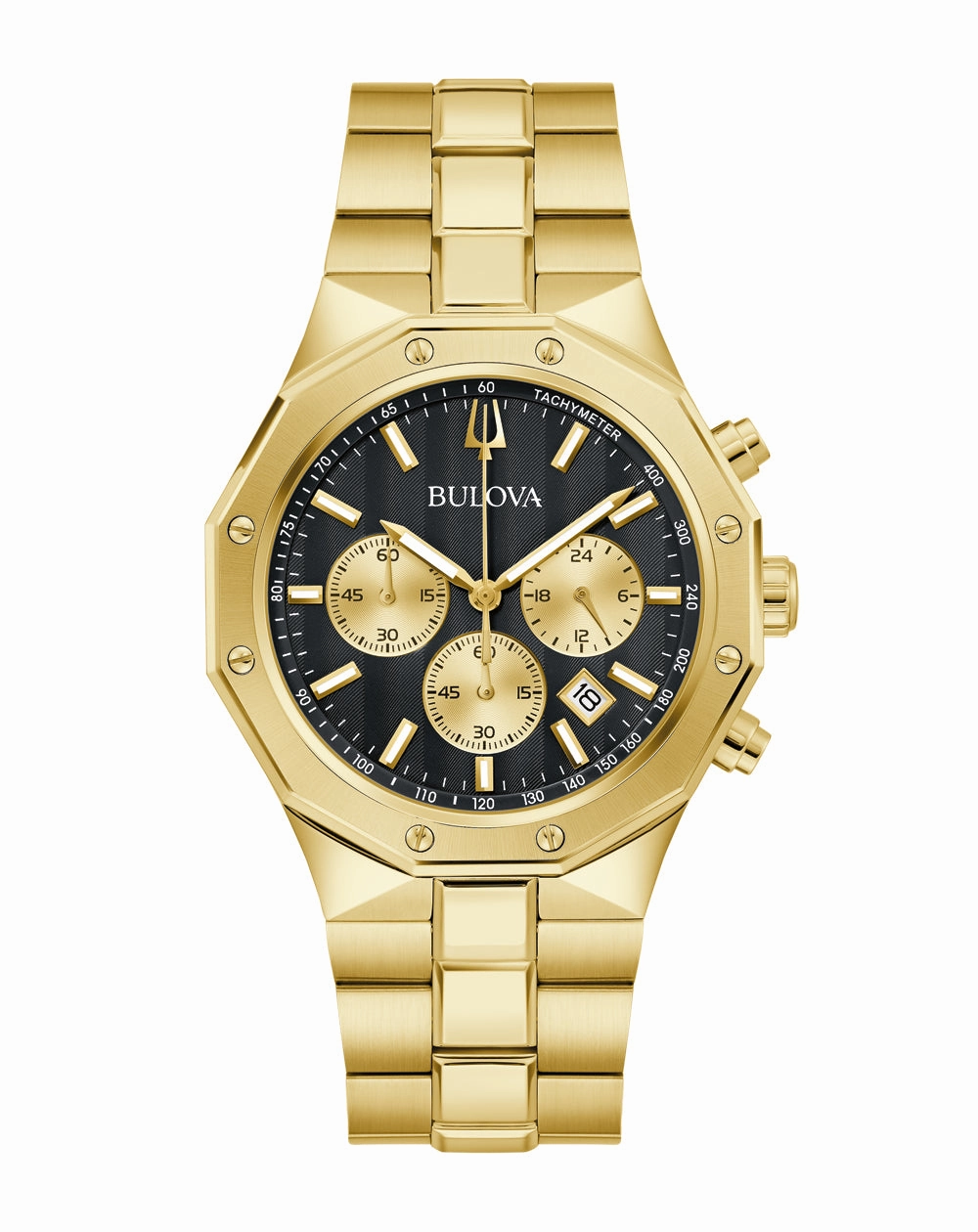 Bulova Prestige Classic Black Dial Gold Stainless Steel Watch 97B232