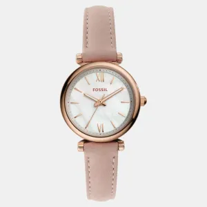 Carlie Women Quartz White Mother Of Pearl Dial Analog Leather Watch ES4699