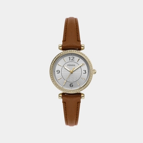 Carlie Women Quartz Silver Dial Analog Leather Watch ES5297