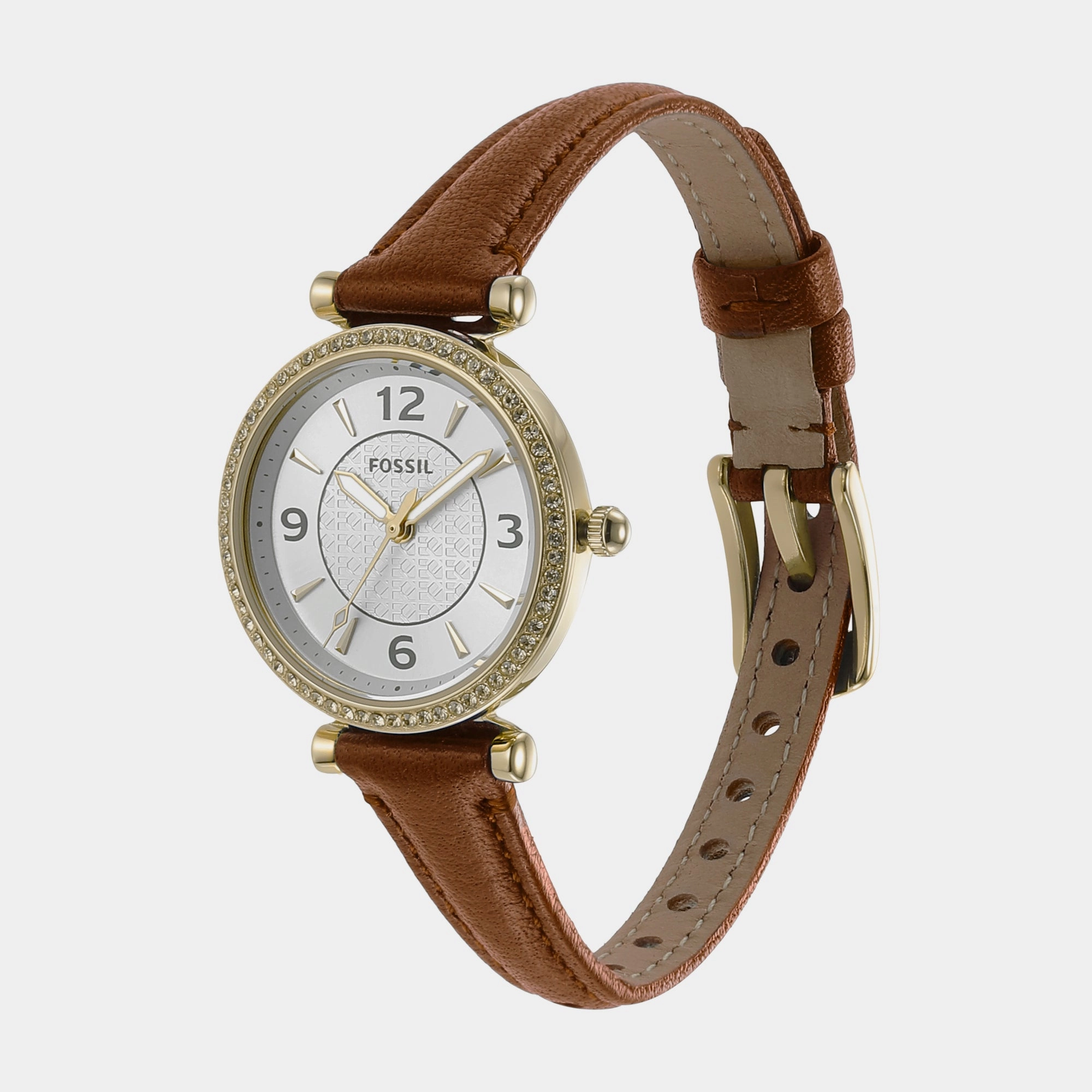 Carlie Women Quartz Silver Dial Analog Leather Watch ES5297