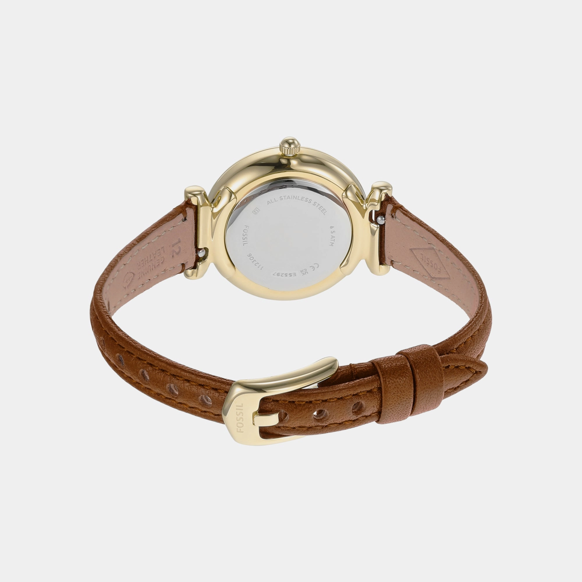 Carlie Women Quartz Silver Dial Analog Leather Watch ES5297