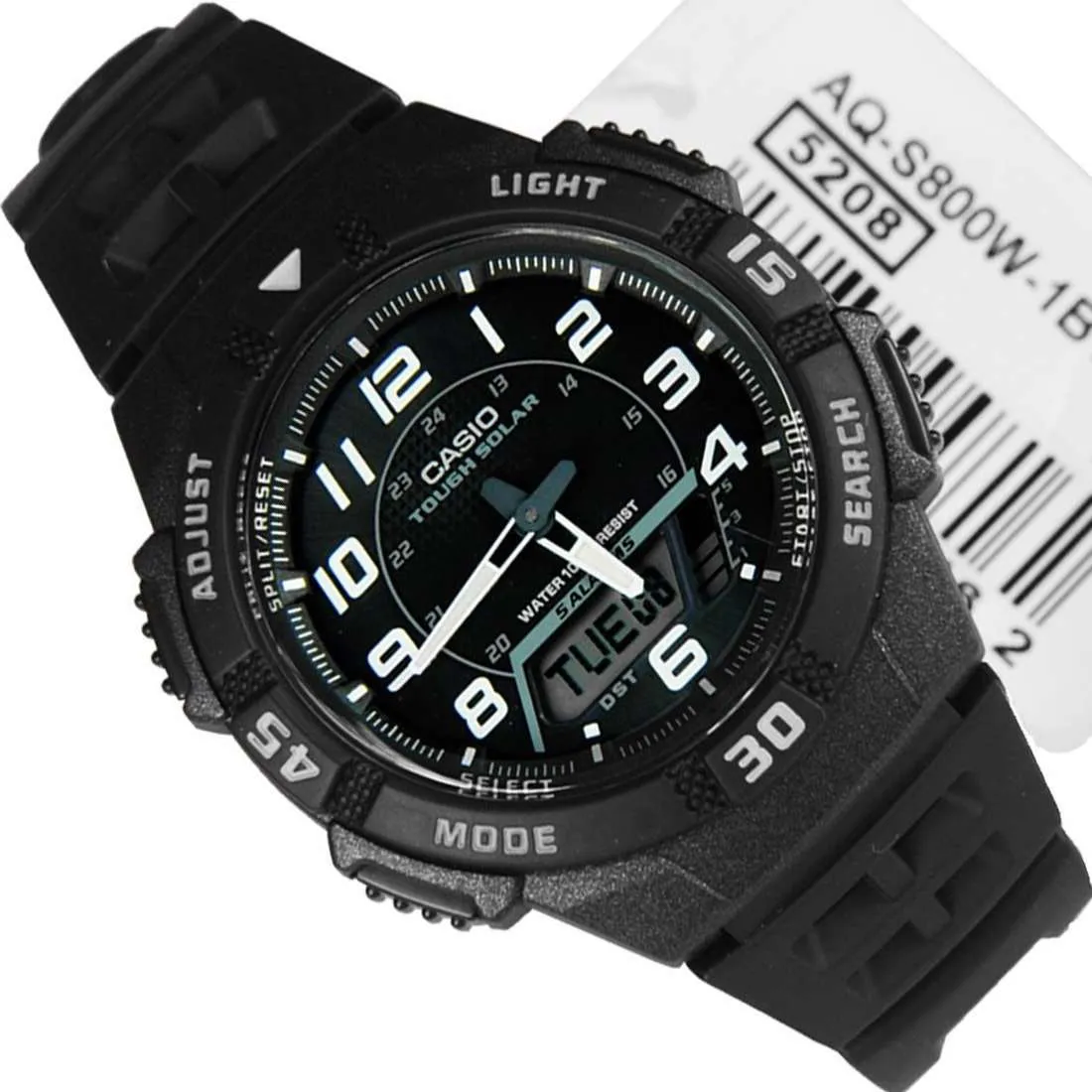 Casio AQ-S800W-1B Black Solar Powered Watch for Men