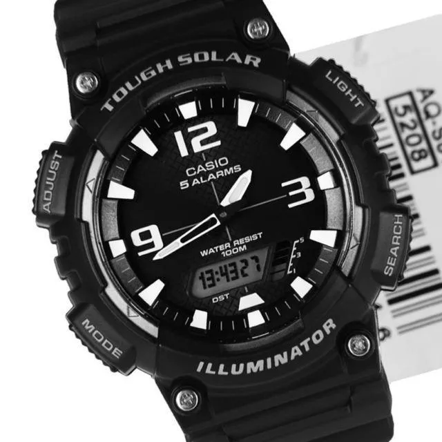 Casio AQ-S810W-1A Black Solar Powered Watch for Men
