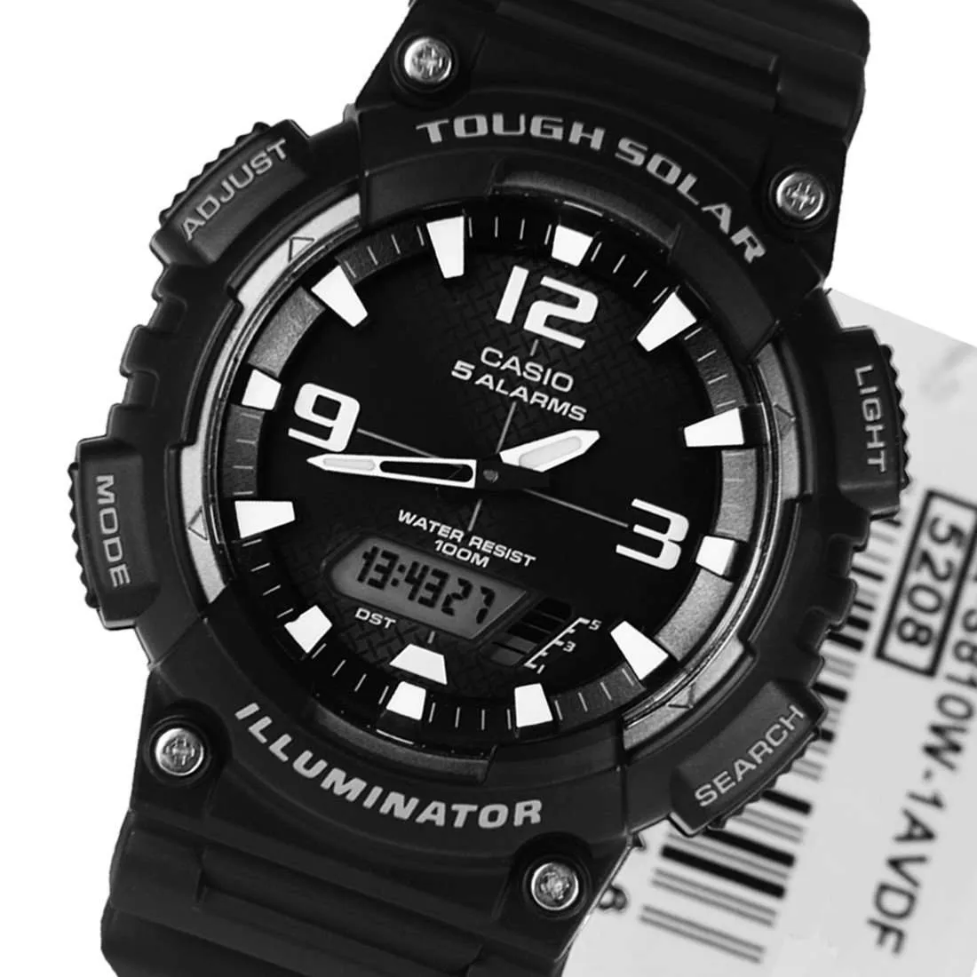 Casio AQ-S810W-1A Black Solar Powered Watch for Men