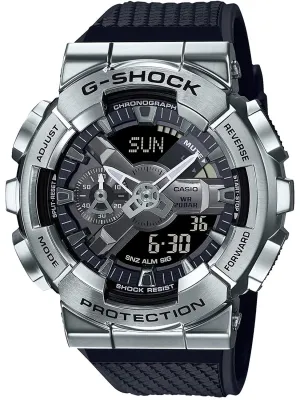 Casio G-Shock Metal Bezel Silver/Black Mens Watch GM110-1A