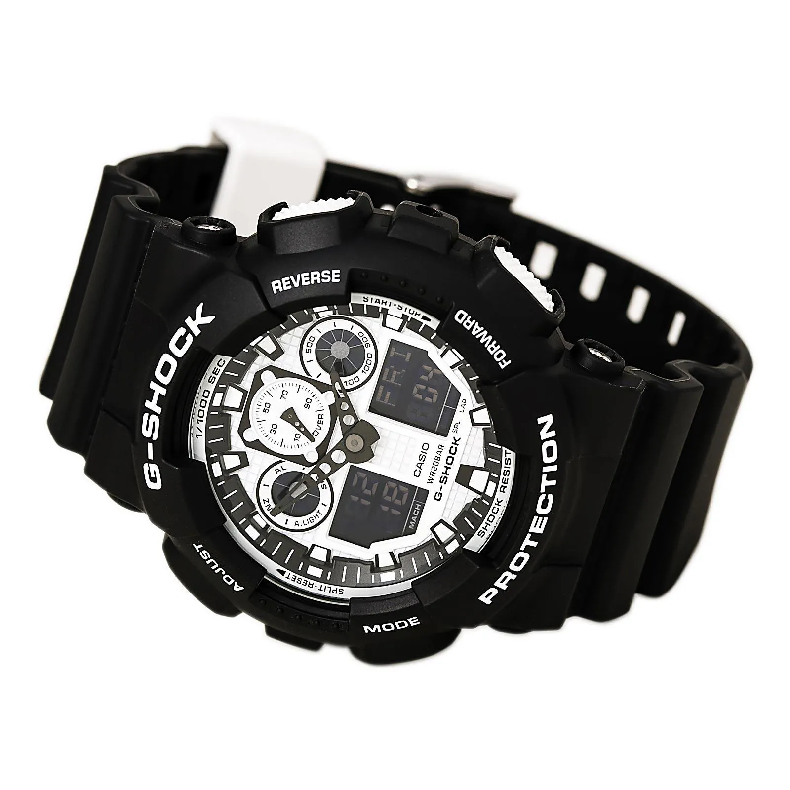 Casio Men's World Time Watch - G-Shock Dive Resin Strap Ana-Digi Dial | GA100BW-1A