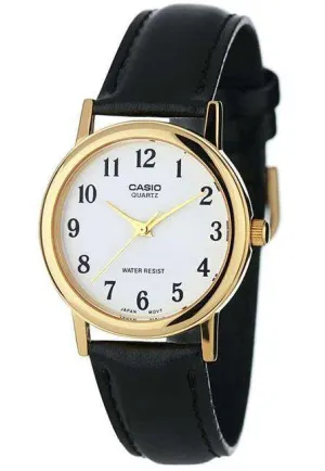 Casio MTP-1095Q-7BD Black Leather Strap Watch for Men and Women