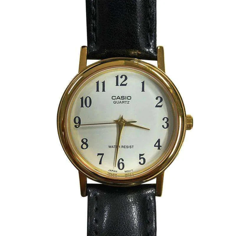 Casio MTP-1095Q-7BD Black Leather Strap Watch for Men and Women