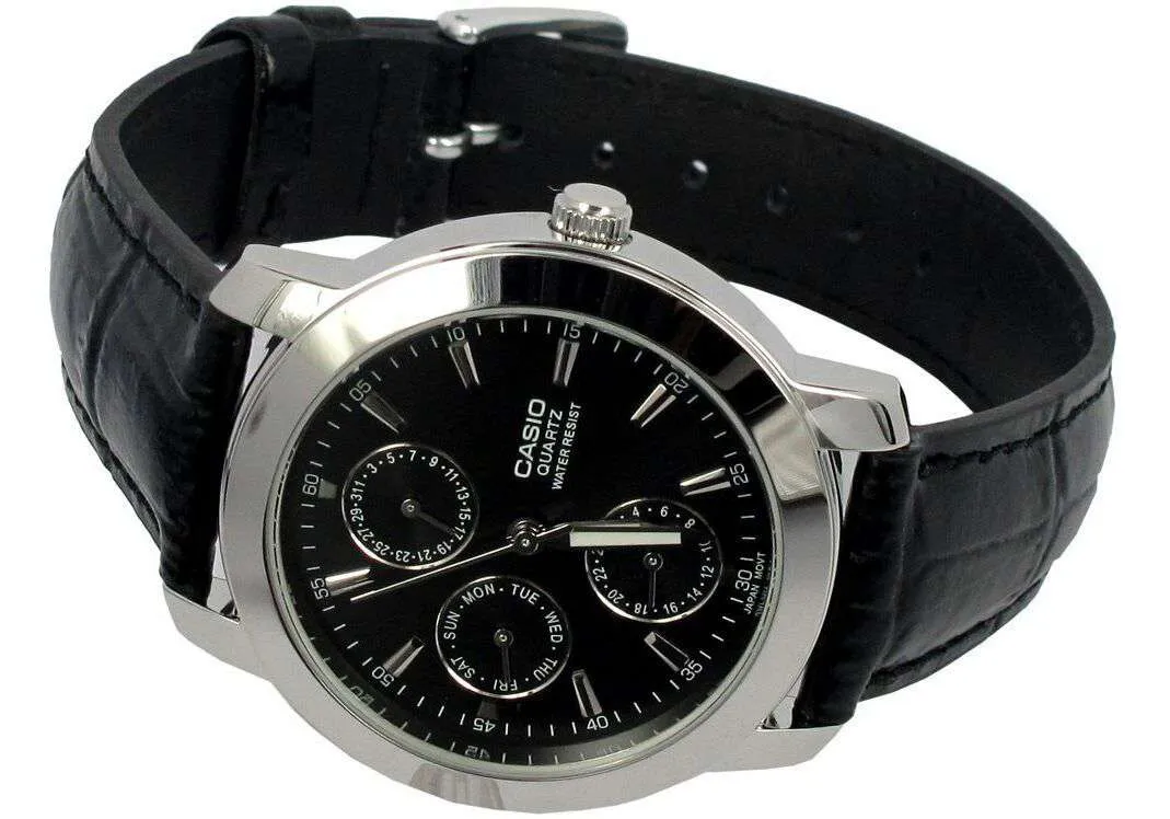 Casio MTP-1192E-1ADF Black Leather Strap Watch for Men