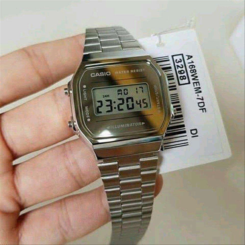 Casio A168WEM-7DF Silver Stainless Watch Unisex
