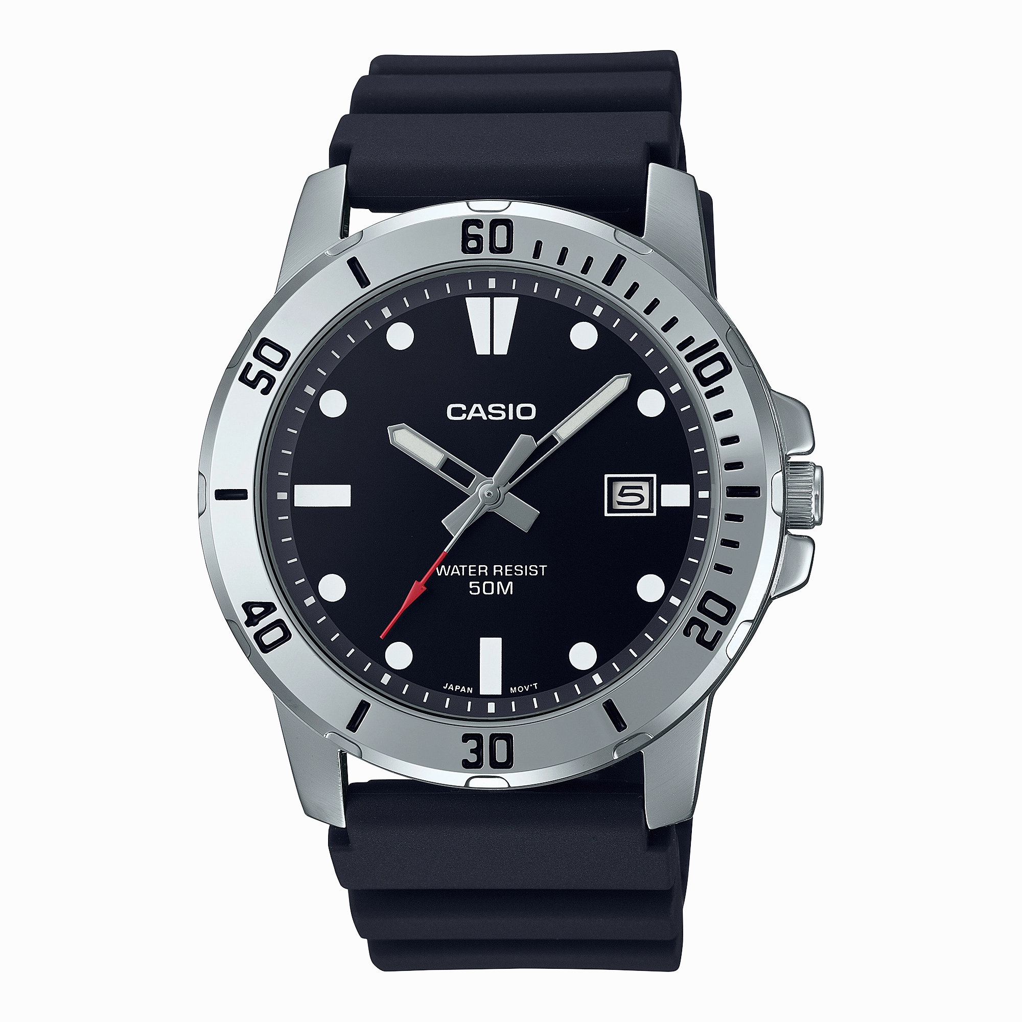 Casio Analog Black Dial Black Resin Band Watch MTPVD01-1E