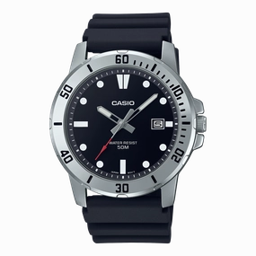 Casio Analog Black Dial Black Resin Band Watch MTPVD01-1E