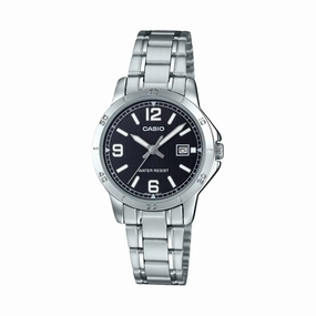 Casio Analog Black Dial Stainless Steel Watch LTPV004D-1B2