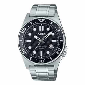Casio Analog Diver Black Dial Stainless Steel Watch MTD135D-1A