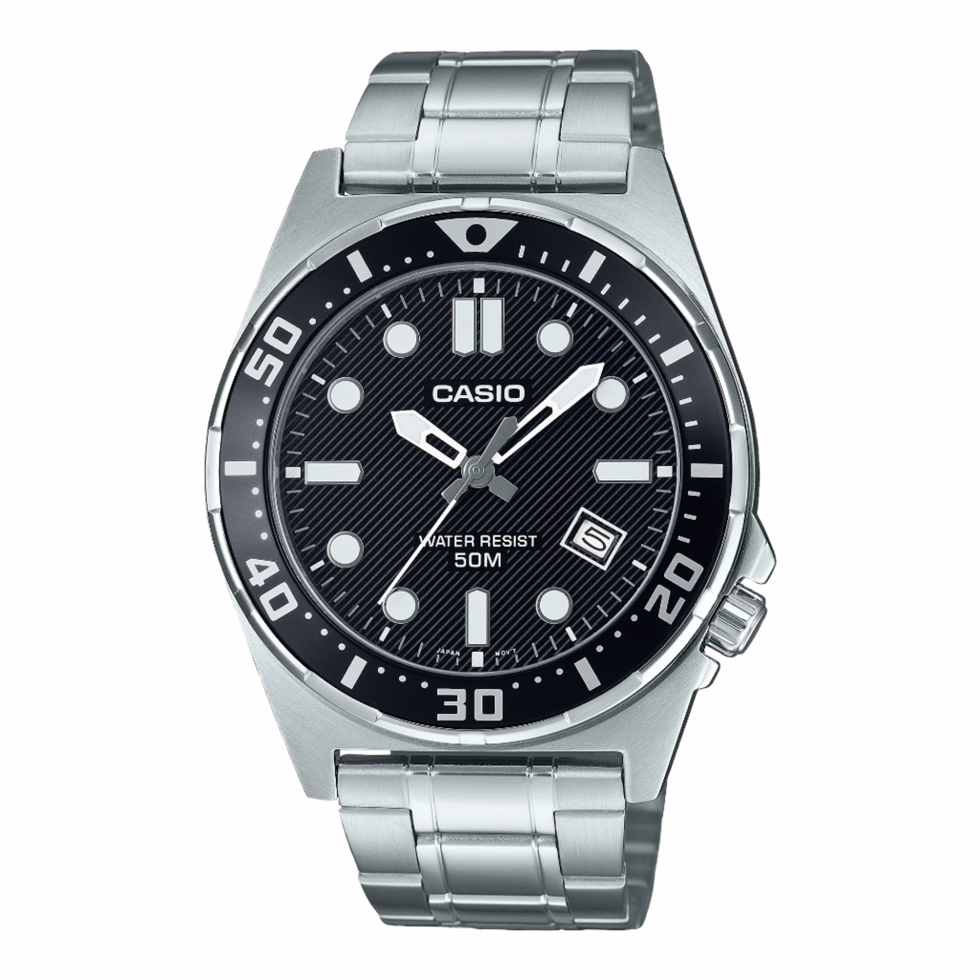 Casio Analog Diver Black Dial Stainless Steel Watch MTD135D-1A