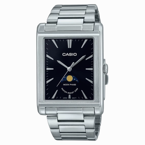 Casio Analog Moon Phase Silver Stainless Steel Watch MTPM105D-1A