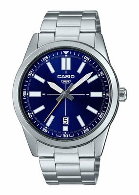CASIO ANALOGUE BLUE DIAL STAINLESS STEEL BRACELET MTPVD02D-2E