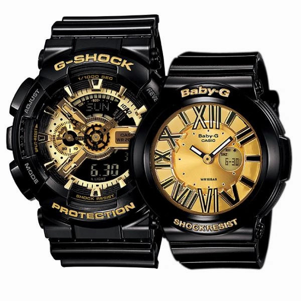 Casio Baby-G & G-Shock Couple Watches BGA160-1B / GA110GB-1A