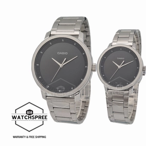 Casio Couple Stainless Steel Band Watch LTPB115D-1E MTPB115D-1E [Couple Watch Set]
