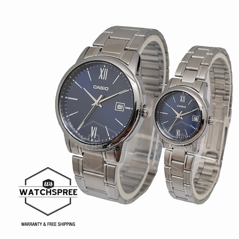 Casio Couple Stainless Steel Band Watch LTPV002D-2B3 MTPV002D-2B3 [Couple Watch Set]