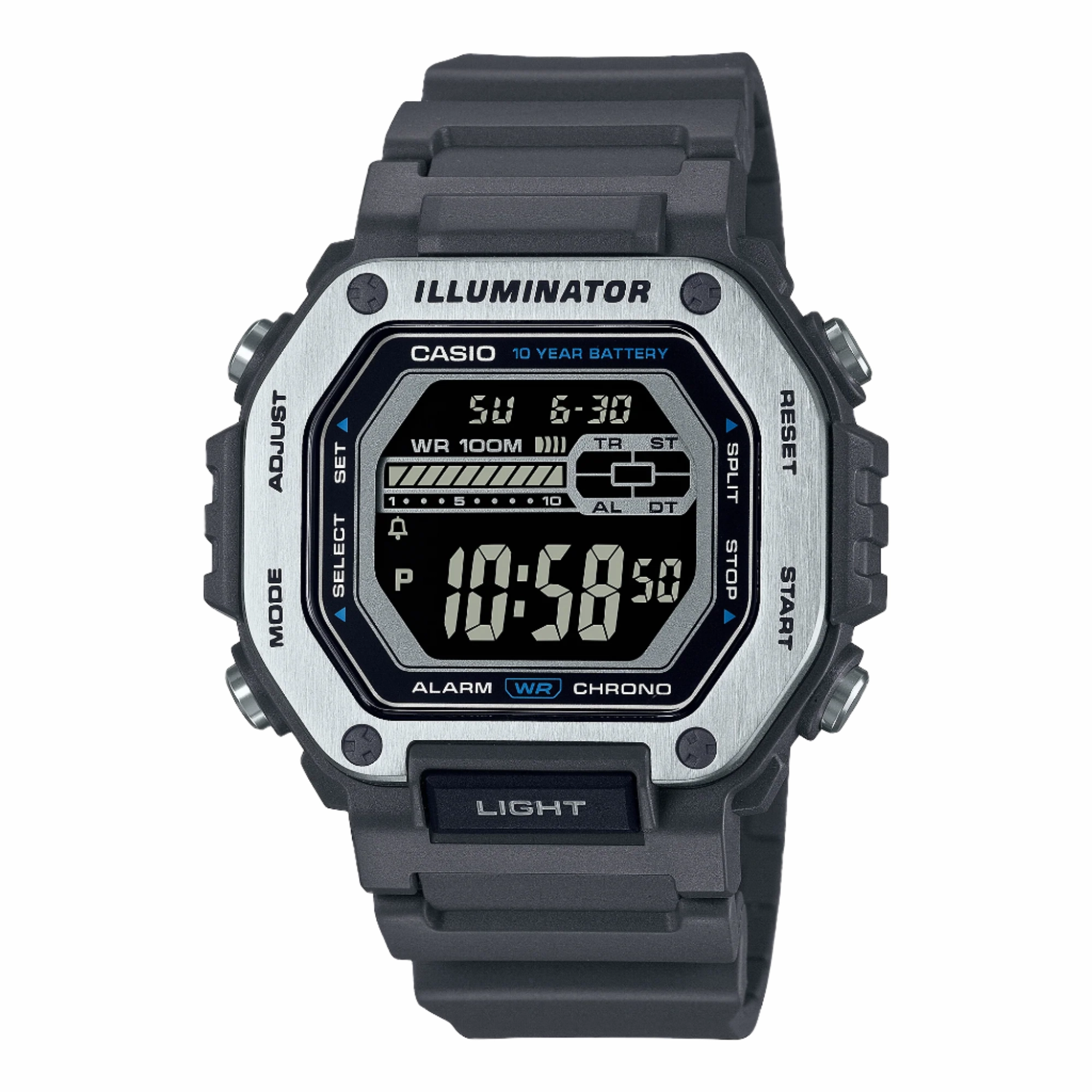 Casio Digital Black Dial Black Resin Band Watch MWD110H-8B