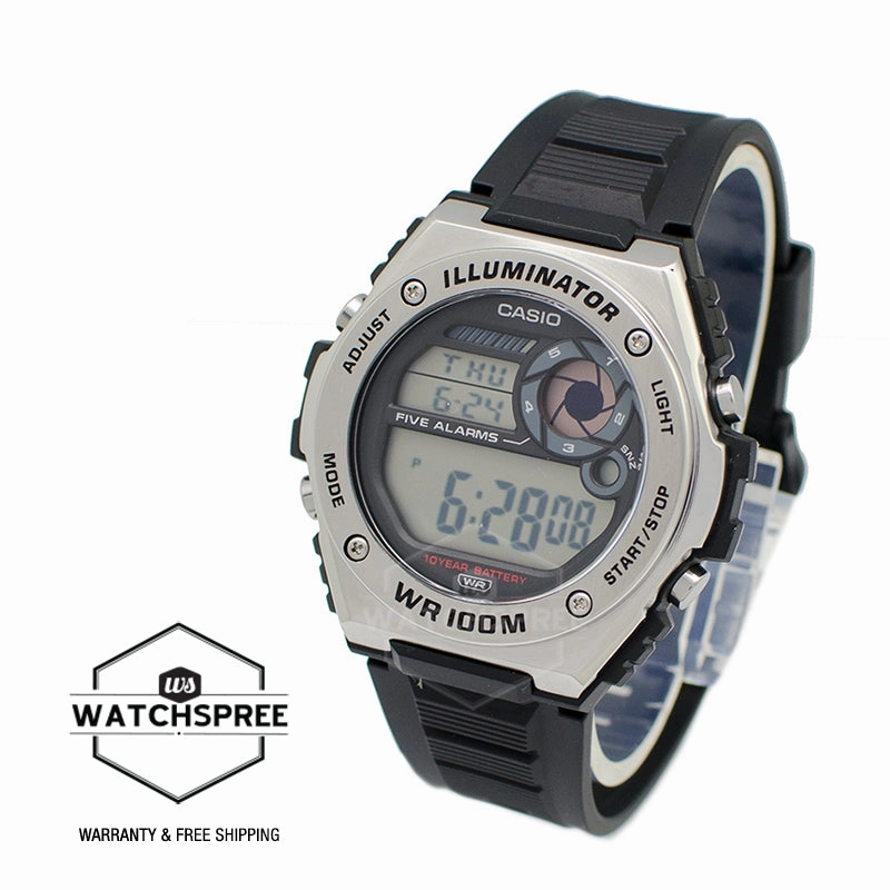 Casio Digital Black Resin Band Watch MWD100H-1A MWD-100H-1A