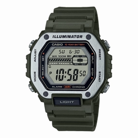 Casio Digital Grey Dial Green Resin Band Watch MWD110H-3A