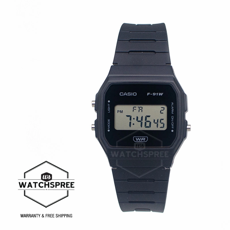 Casio Digital Pop Series Bio-Based Black Resin Band Watch F91WB-1A F-91WB-1A