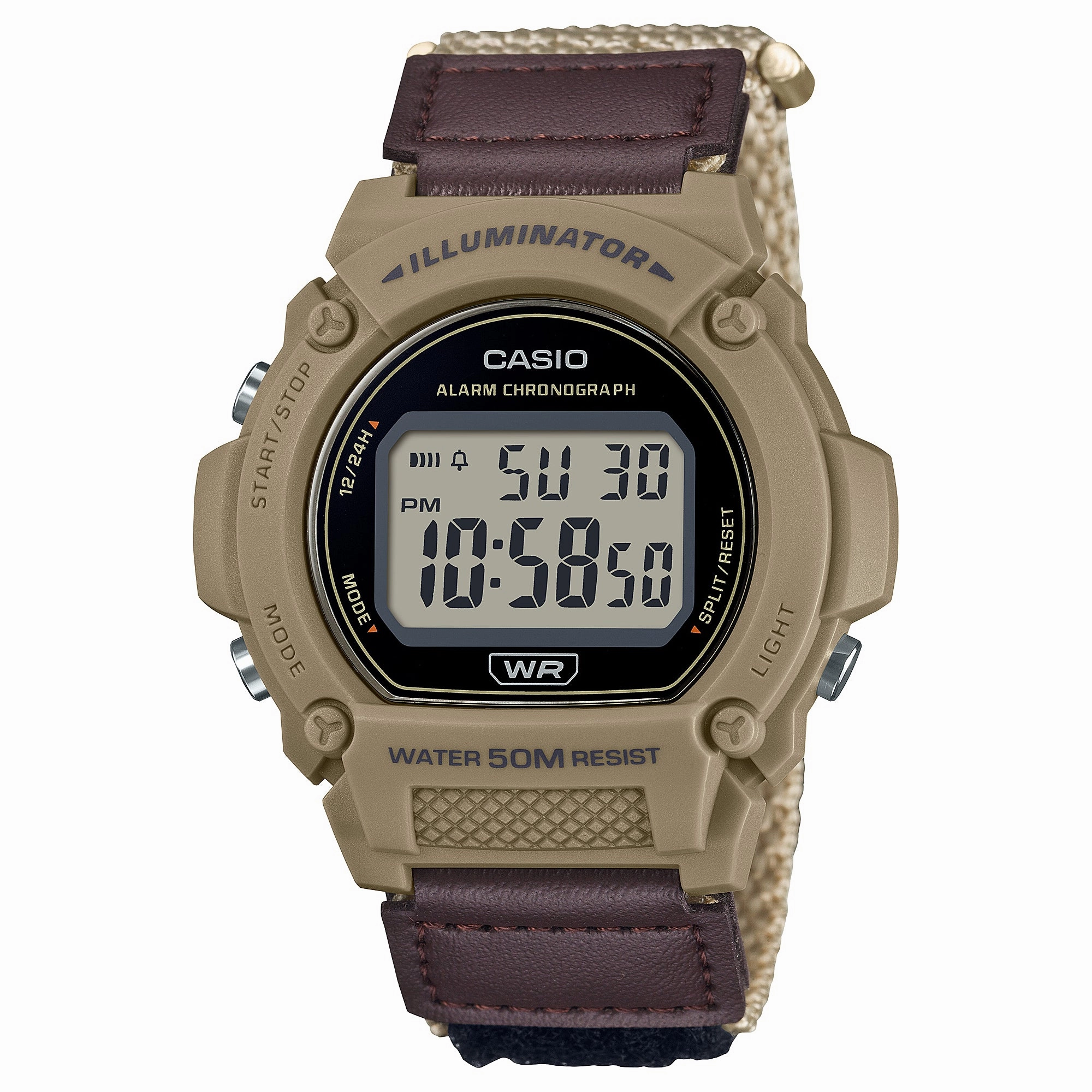 Casio Digital Two-Tone Brown Cloth Band Watch W219HB-5A W-219HB-5A