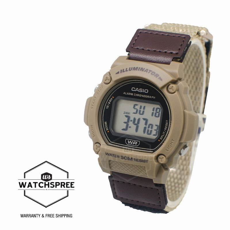 Casio Digital Two-Tone Brown Cloth Band Watch W219HB-5A W-219HB-5A