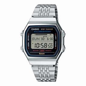 Casio Digital Vintage Style Bluetooth? Step Tracker Stainless Steel Band Watch ABL100WE-1A ABL-100WE-1A