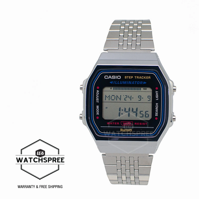 Casio Digital Vintage Style Bluetooth? Step Tracker Stainless Steel Band Watch ABL100WE-1A ABL-100WE-1A