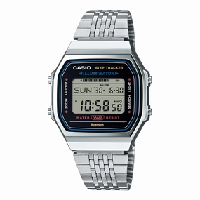 Casio Digital Vintage Style Bluetooth? Step Tracker Stainless Steel Band Watch ABL100WE-1A ABL-100WE-1A