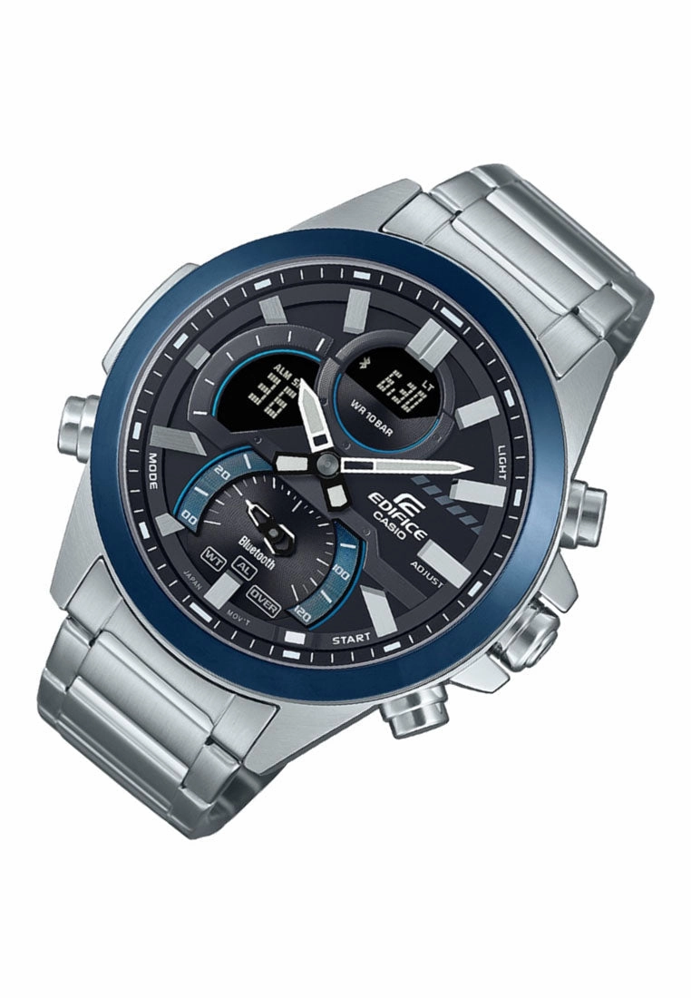 Casio ECB-30DB-1A Digital Analog Stainless Steel Strap Watch for Men