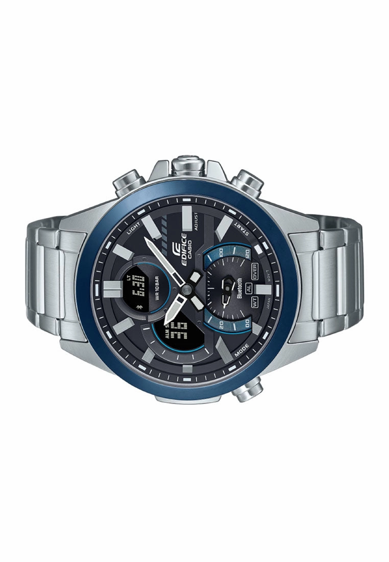 Casio ECB-30DB-1A Digital Analog Stainless Steel Strap Watch for Men