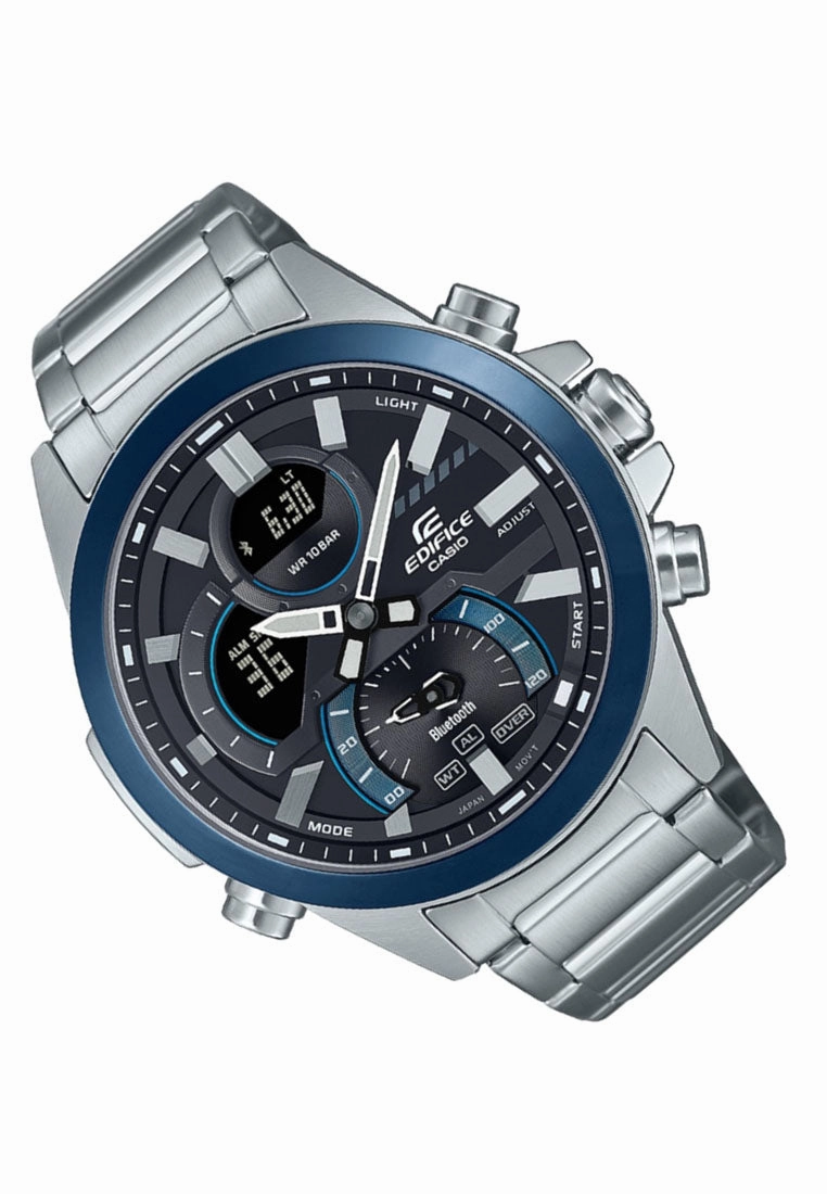 Casio ECB-30DB-1A Digital Analog Stainless Steel Strap Watch for Men