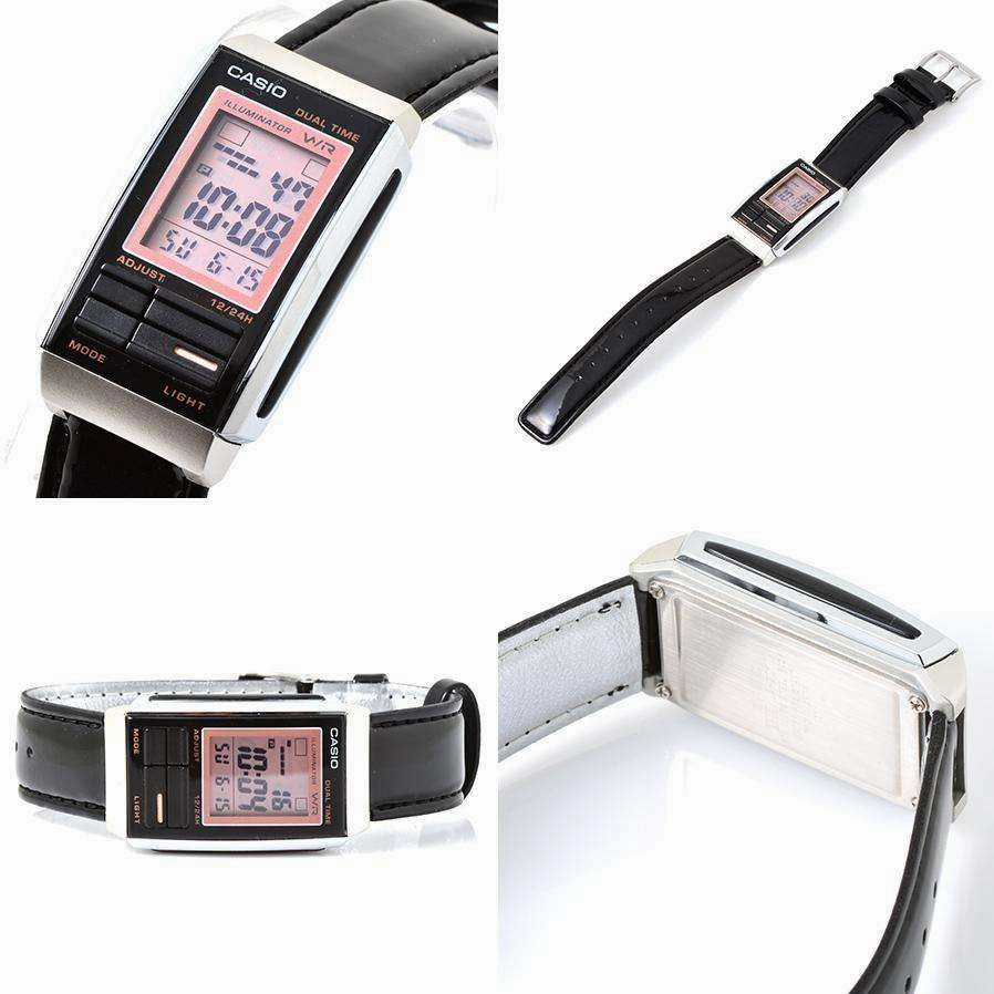 Casio Futurist LA-201WBL-1A Black Leather Strap for Women