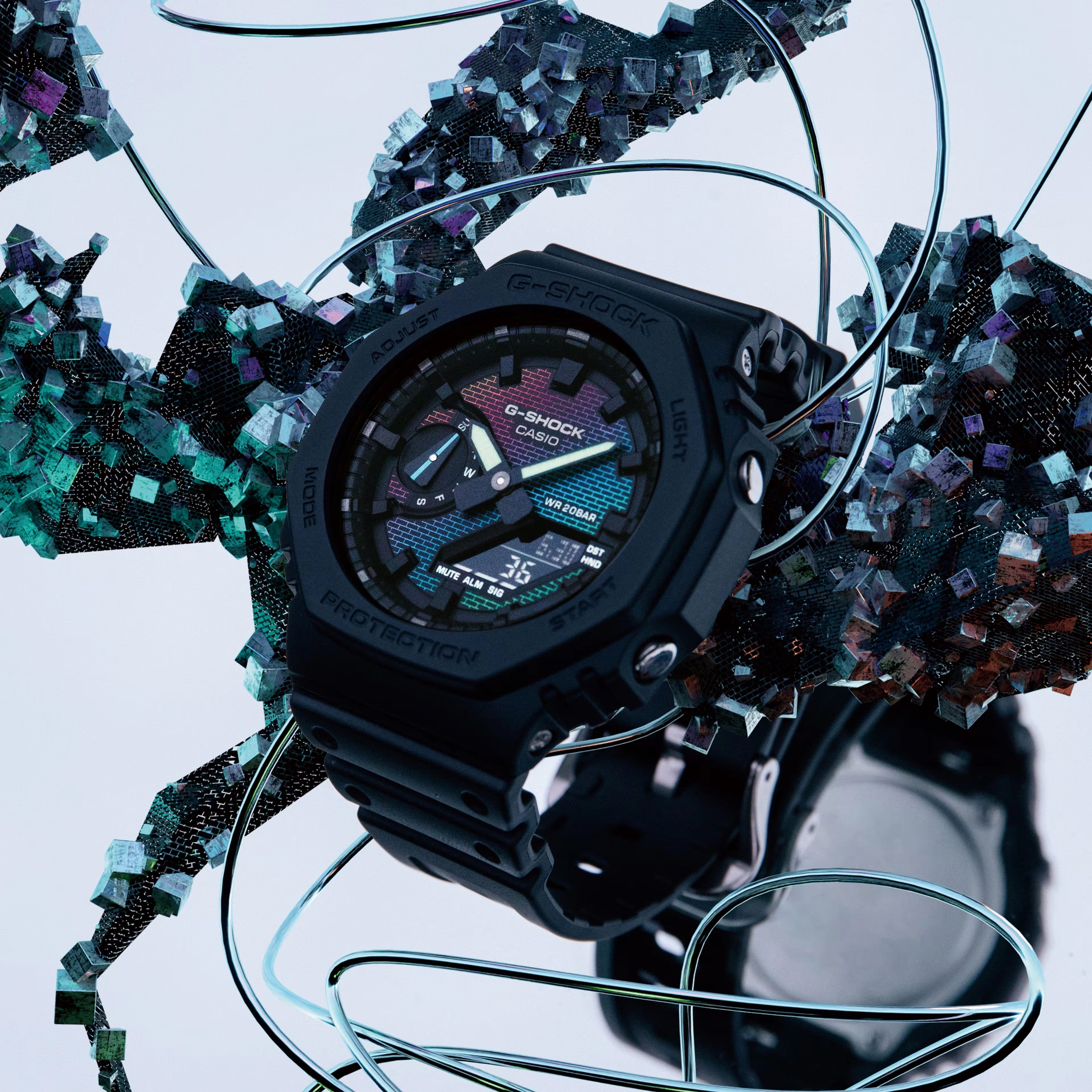 Casio G-SHOCK Ana/Digi RAINBOW BRICK Mens Watch GA2100RW-1A