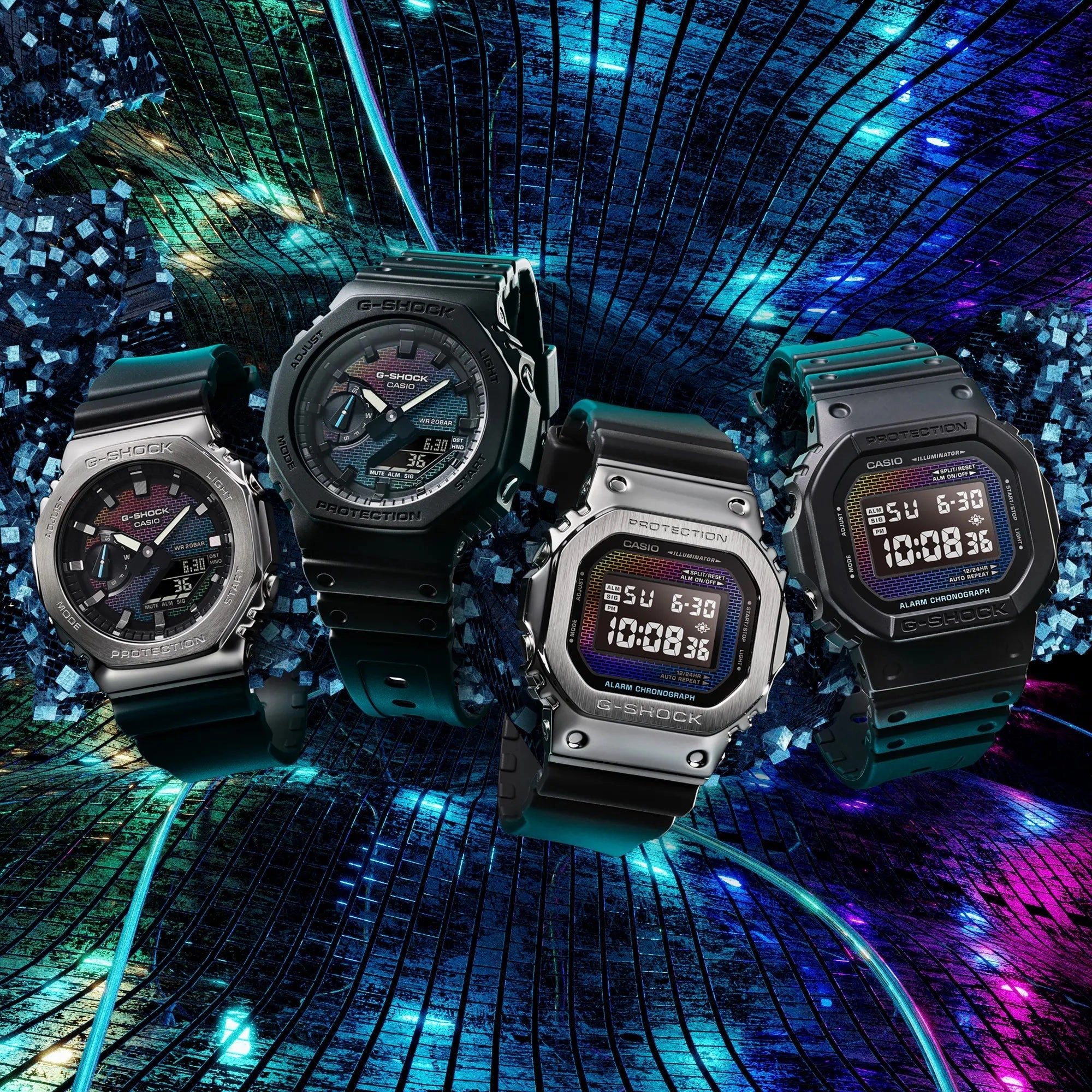 Casio G-SHOCK Ana/Digi RAINBOW BRICK Mens Watch GA2100RW-1A