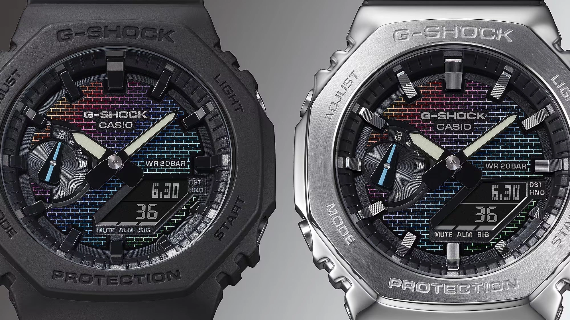 Casio G-SHOCK Ana/Digi RAINBOW BRICK Mens Watch GA2100RW-1A