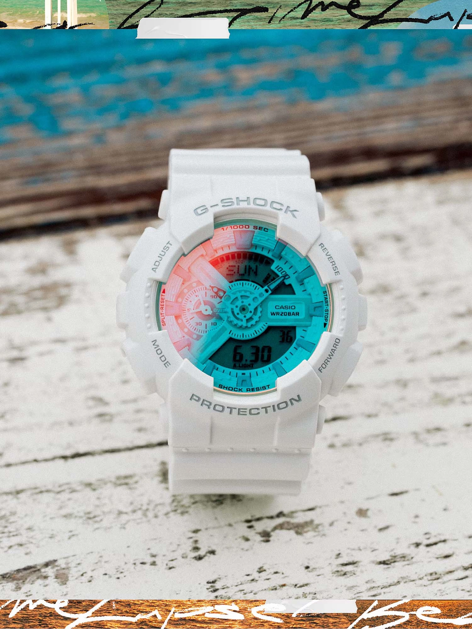 Casio G-Shock BEACH TIME LAPSE Vibrant Colors Ana-Digi Mens Watch GA110TL-7A