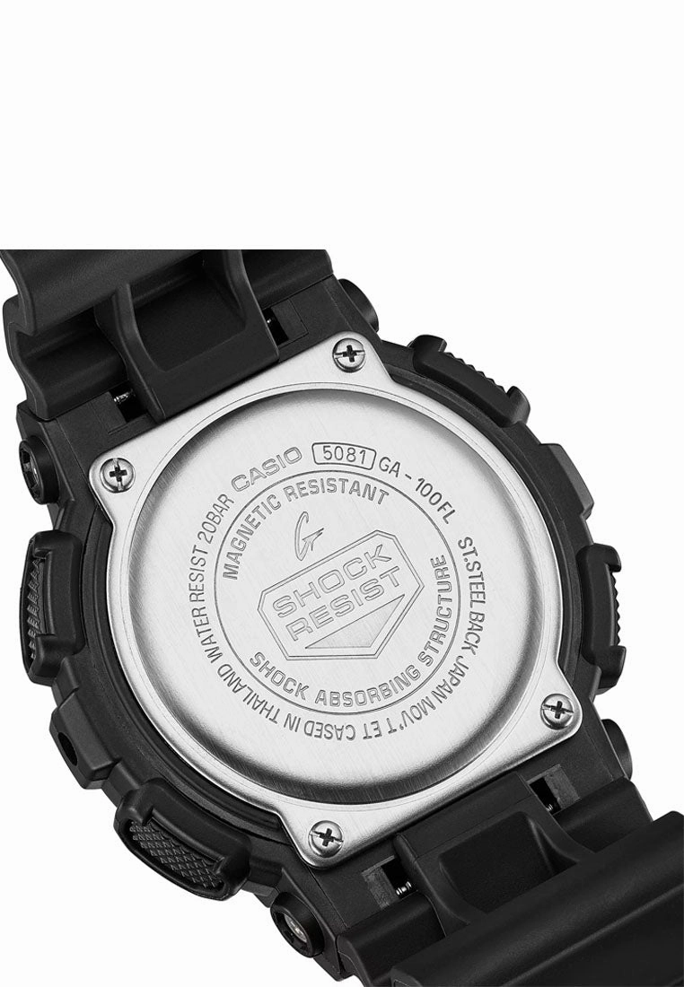 Casio G-shock GA-100FL-1A Digital Analog Rubber Strap Watch for Men