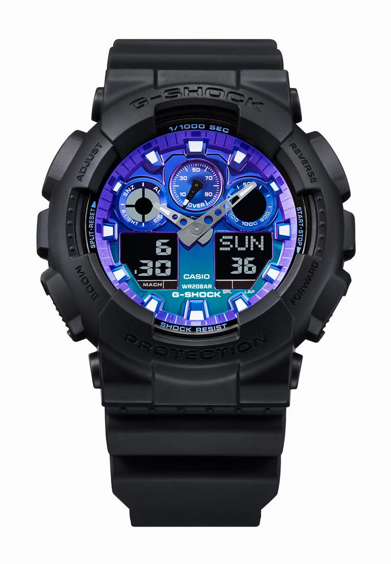 Casio G-shock GA-100FL-1A Digital Analog Rubber Strap Watch for Men