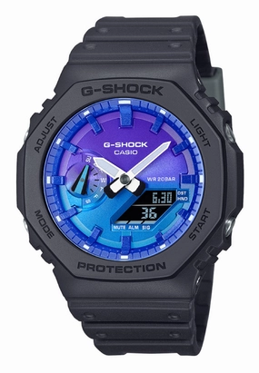 Casio G-shock GA-2100FL-1A Digital Analog Rubber Strap Watch for Men