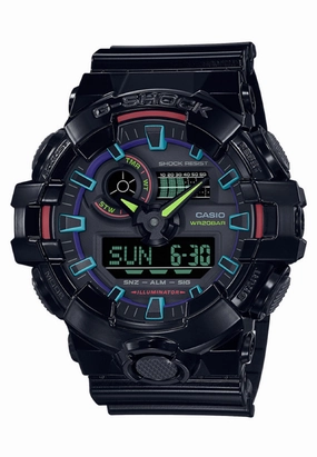Casio G-shock GA-700RGB-1A Digital Analog Rubber Strap Watch For Men