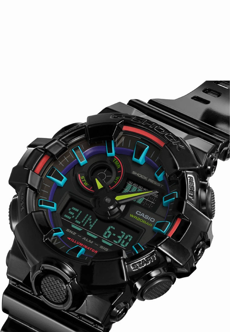 Casio G-shock GA-700RGB-1A Digital Analog Rubber Strap Watch For Men