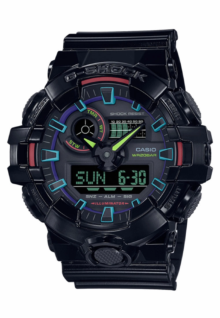 Casio G-shock GA-700RGB-1A Digital Analog Rubber Strap Watch For Men