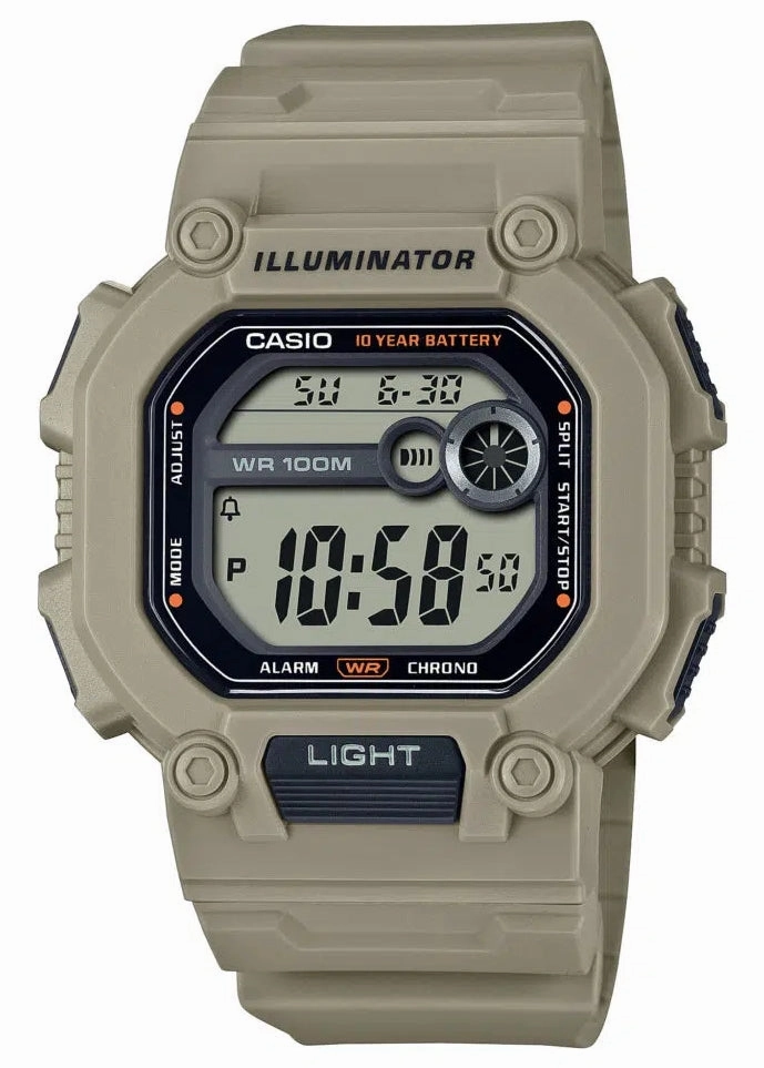 CASIO GENTS DIGITAL EXTRA LONG BEIGE RESIN BAND W737HX-5A